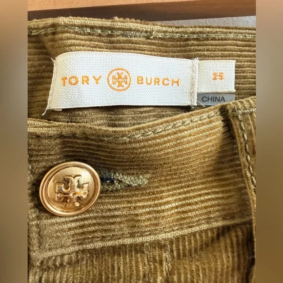 Tory Burch Brown Corduroy Straight Leg Pants - Exposed Button Fly - Size 25 - Picture 5 of 5